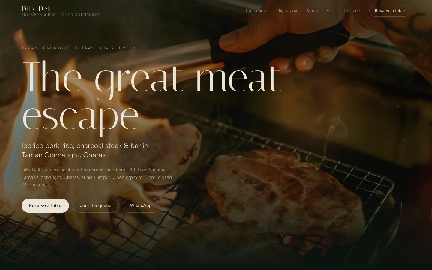 Dilly Deli website on desktop: the great meat escape